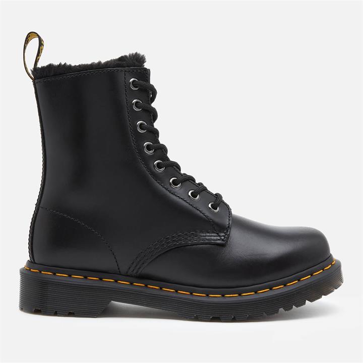 Dr. Martens Women's 1460 Serena Fur Lined Leather 8-Eye Boots - Dark Grey - UK 8