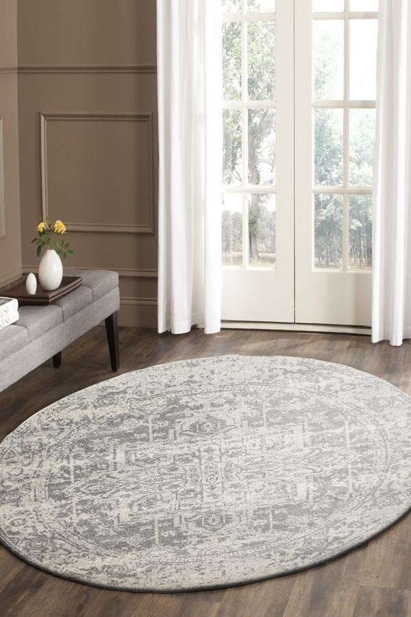 Dream White Silver Transitional Rug 240x240cm