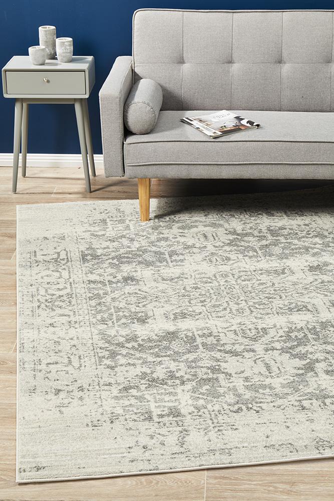 Dream White Silver Transitional Rug 330x240cm
