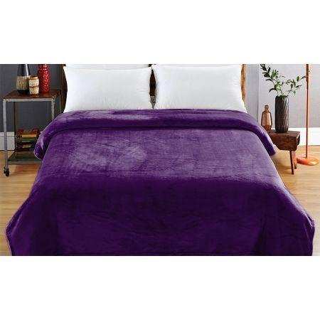 DreamZ 320GSM 220x240cm Ultra Soft Mink Blanket Warm Throw in Aubergine Colour
