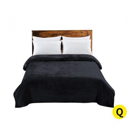DreamZ 320GSM 220x240cm Ultra Soft Mink Blanket Warm Throw in Dark Grey Colour
