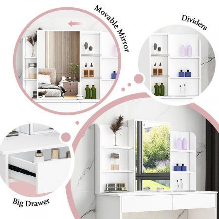 Dressing Table Set Makeup Vanity Mirrored Dresser Modern Home Furniture