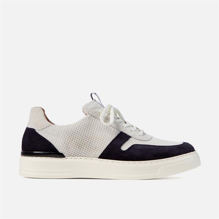 Duke + Dexter Men's Ritchie Capri Suede/Mesh Cupsole Trainers - Black/White - UK 7