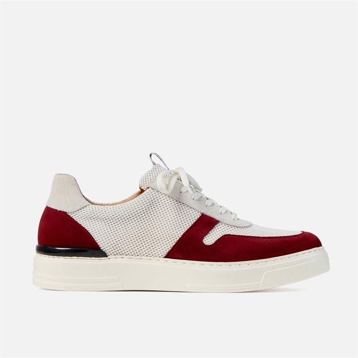Duke + Dexter Men's Ritchie Rio Suede/Mesh Cupsole Trainers - Red/White - UK 7