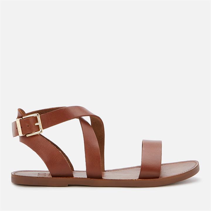 Dune Women's Leels Leather Flat Sandals - Tan - UK 7