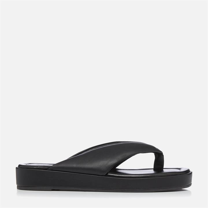Dune Women's Longisland Leather Toe Post Sandals - Black - UK 3