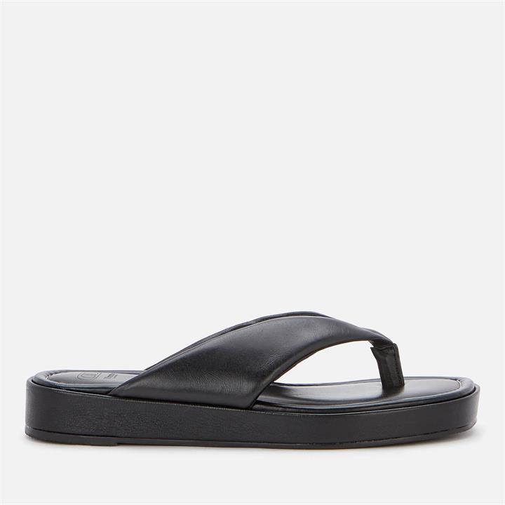 Dune Women's Longisland Leather Toe Post Sandals - Black - UK 5