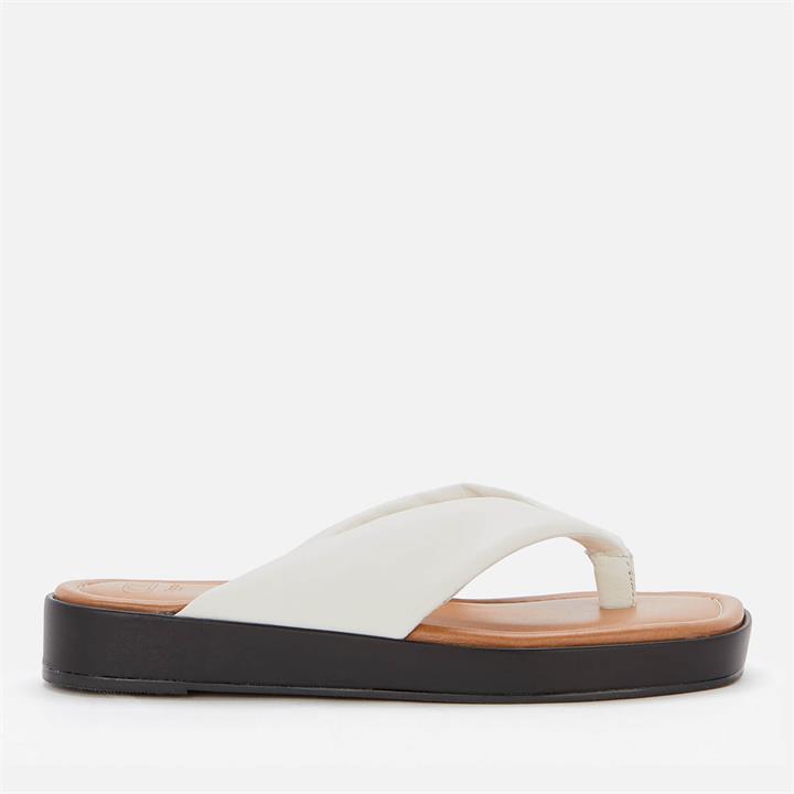 Dune Women's Longisland Leather Toe Post Sandals - Ecru/Leather - UK 4