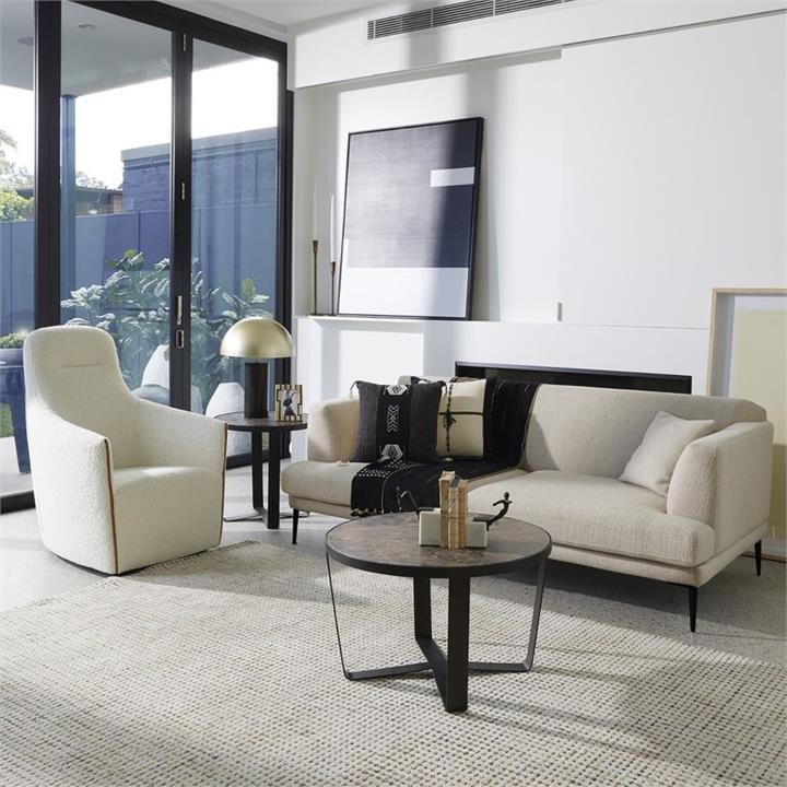 Dusk Natural Sofa | 3 Seat | Black Leg