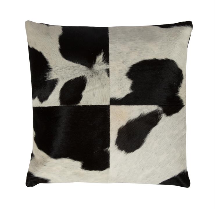 Edgy Cow Hide Throw Cushion, Black and White
