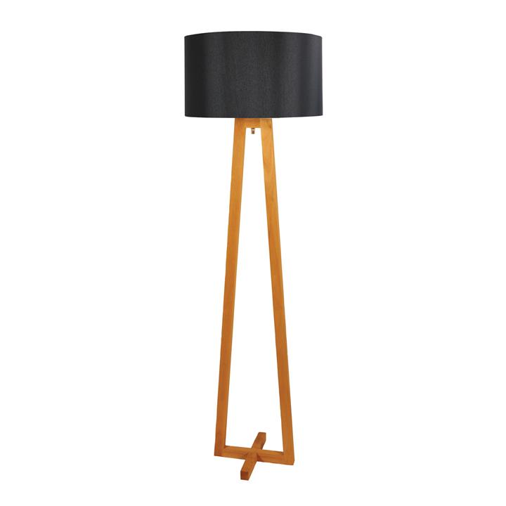 Edra Floor Lamp Timber W/ Black Cotton Shade
