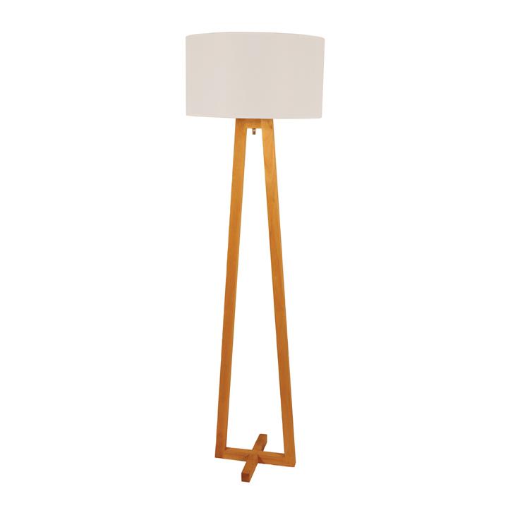 Edra Floor Lamp Timber W/ White Cotton Shade