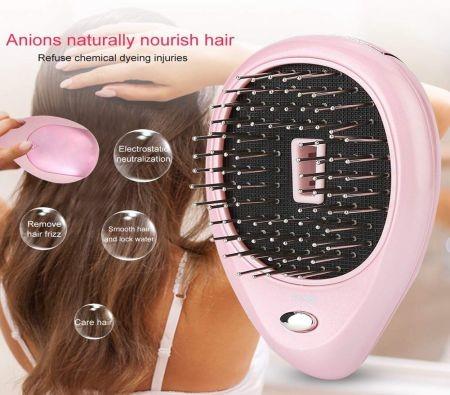 Electric Ionic Massage Hair Brushes, Negative Ion Hair Brush Massage Comb, Portable Ion Hair Massage Comb Electric Vibration Magnetic Massager Comb (Pink)
