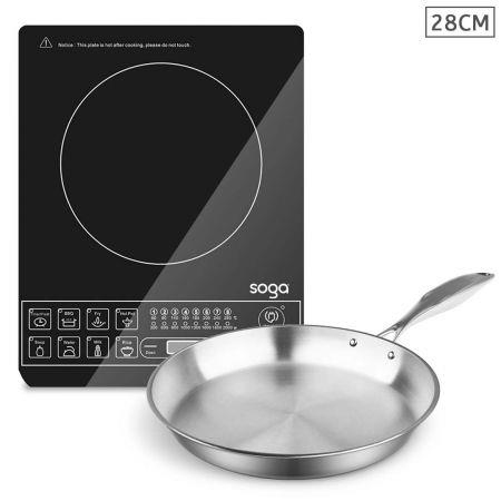 Electric Smart Induction Cooktop and 28cm Stainless Steel Fry Pan Cooking Frying Pan