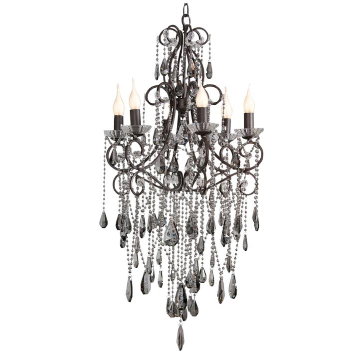 Elegance 6 Cup Chandelier - Smoke H100Cm