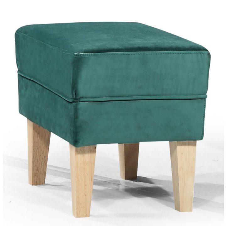 Elisa Foot Stool Upholstered In Velluto Lue Emerald Velvet