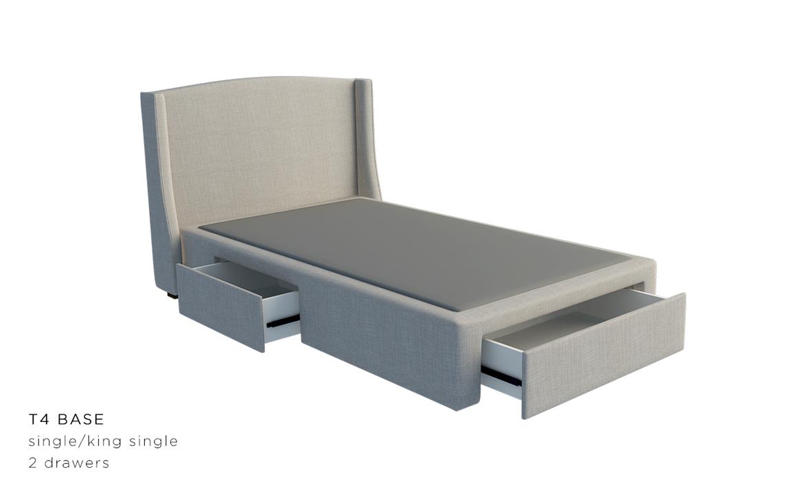 Elizabeth custom wing upholstered bed frame with choice of storage base