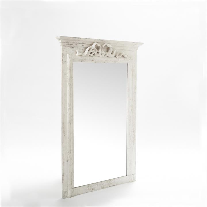 Elizabeth Mirror In White Wash with Bow