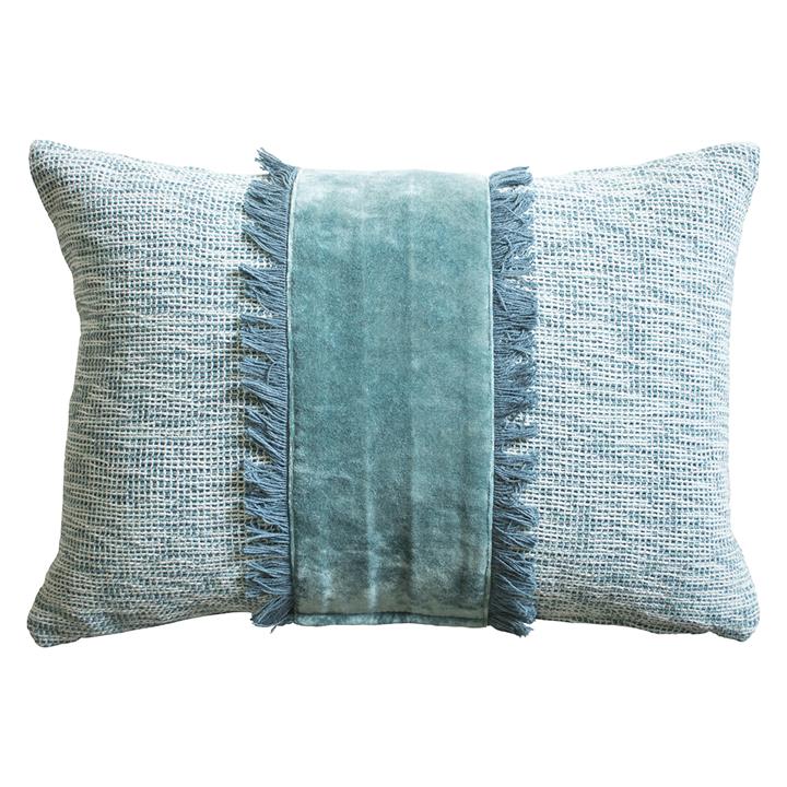 Ella Embellished Fringe Teal Cushion