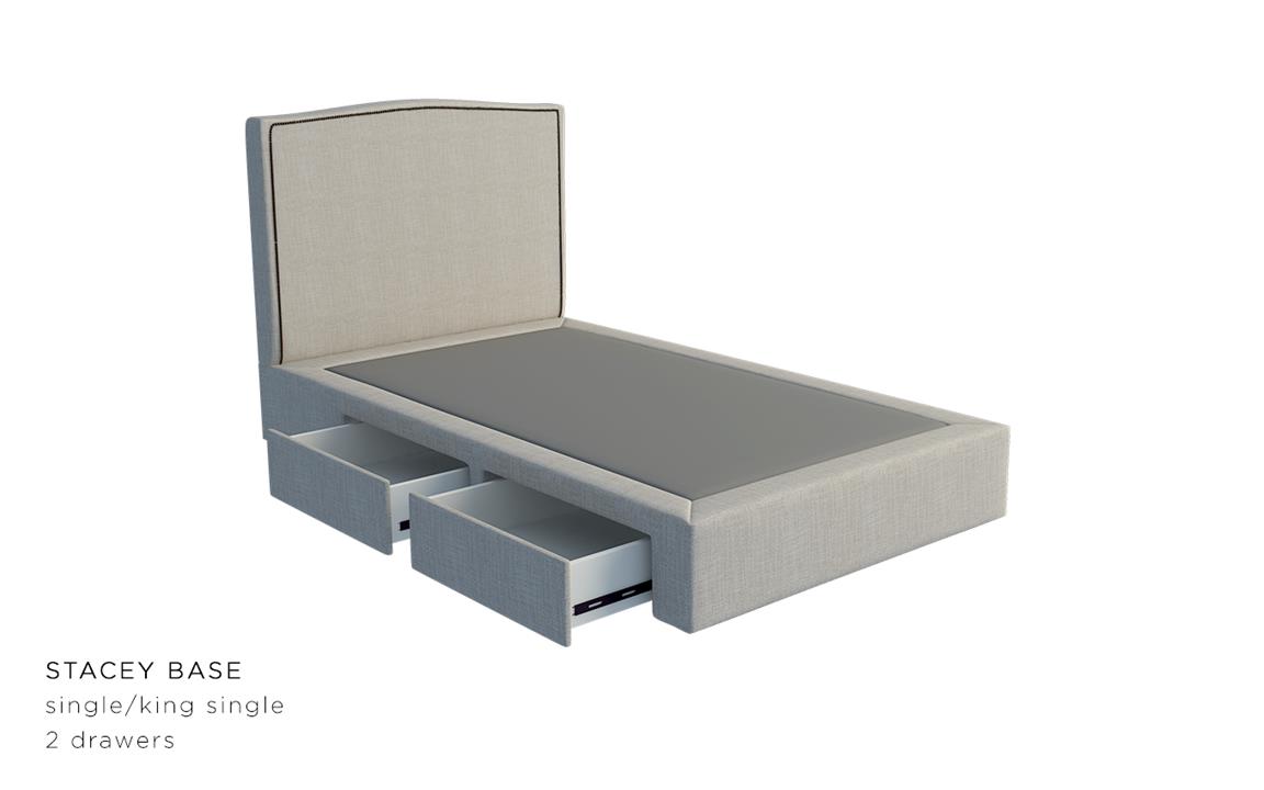 Ellen custom upholstered bed frame with choice of storage base