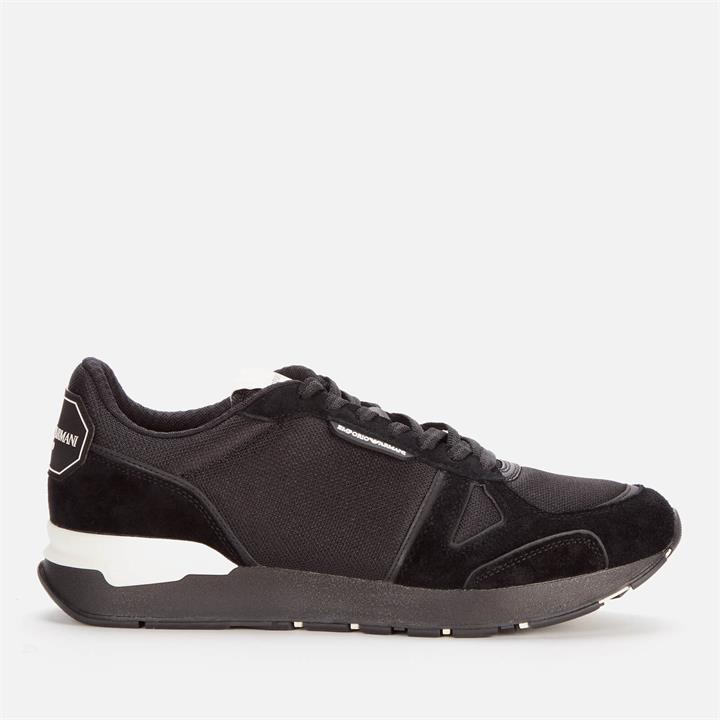 Emporio Armani Men's Suede Running Style Trainers - Black - UK 9