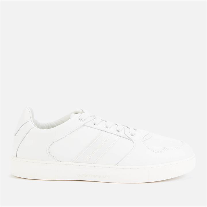 Emporio Armani Women's Leather Court Trainers - Warm White - UK 8