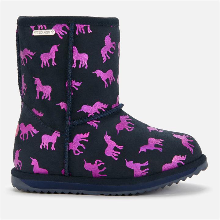 EMU Australia Kids' Rainbow Unicorn Brumby Waterproof Boots - Deep Pink & Midnight - UK 7 Toddler
