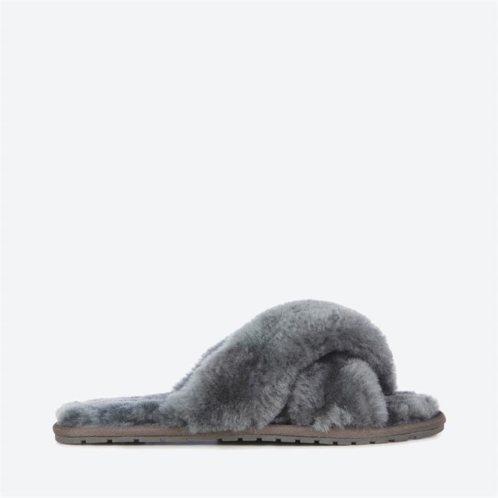 EMU Australia Women's Mayberry Sheepskin Cross Front Slippers - Charcoal - UK 3