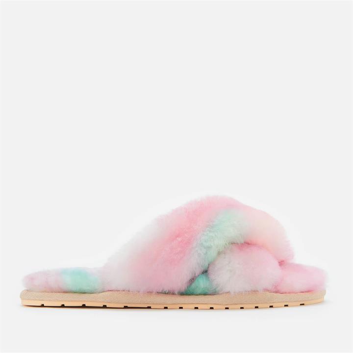 EMU Australia Women's Mayberry Tie Dye Sheepskin Cross Front Slippers - Fairy Floss - UK 4