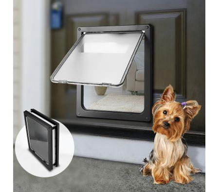 Extra Large 2 Way Lockable Pet Dog Cat Brushy Flap Door-Black