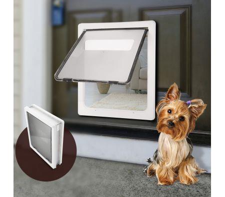 Extra Large 2 Way Lockable Pet Dog Cat Brushy Flap Door-White