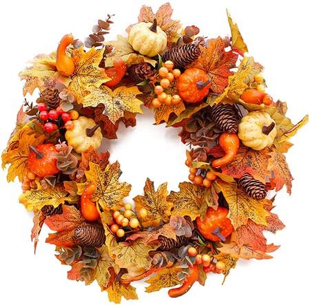 Fall Wreath for Front Door, 19.5