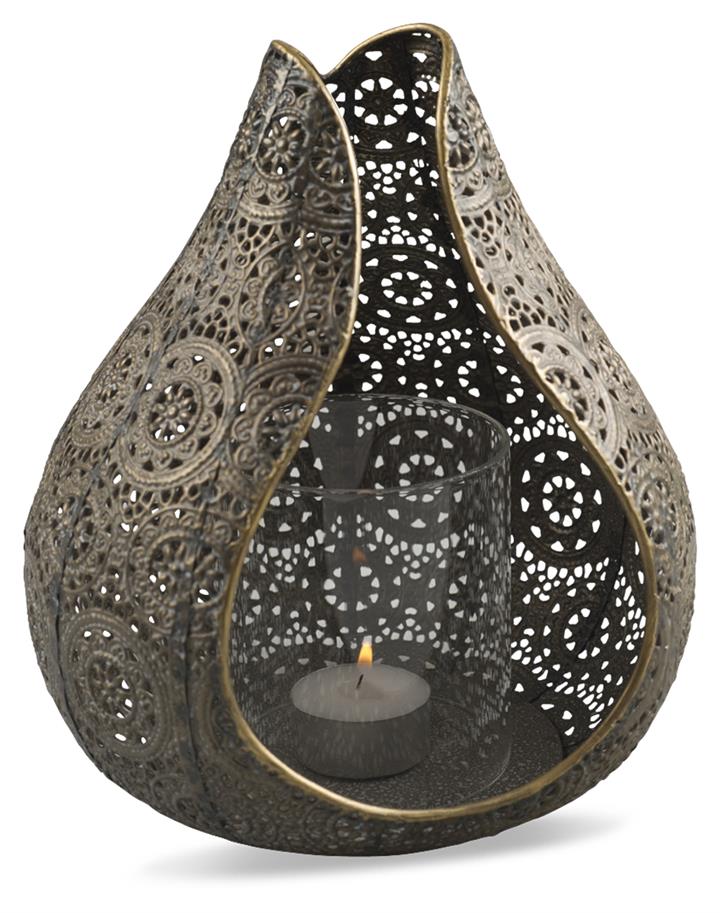 Filagree Metal T Lite Holder Large - Antique Bronze