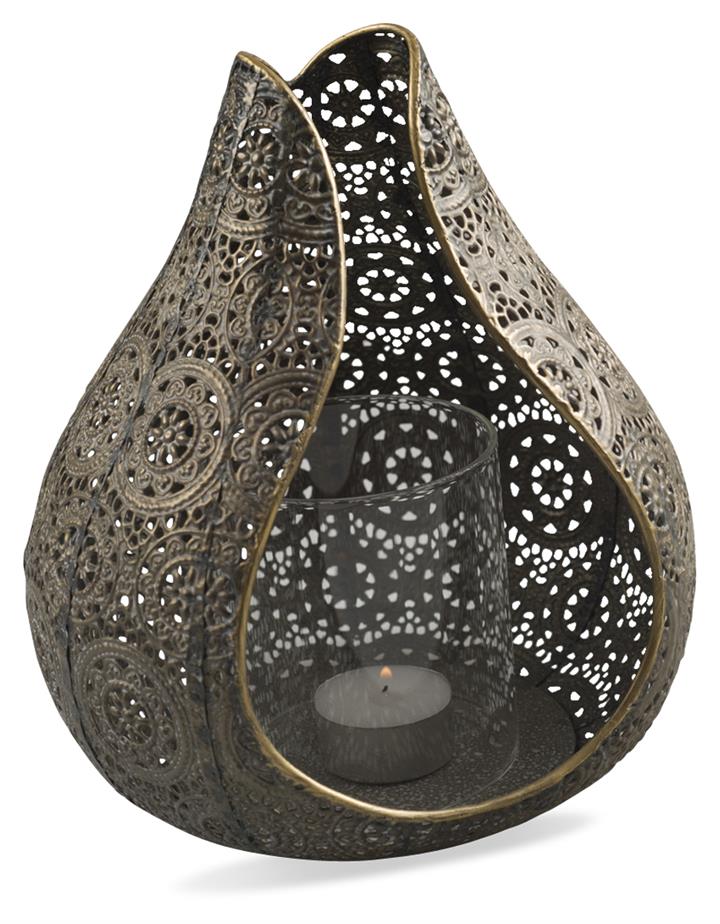 Filagree Metal T Lite Holder Medium - Antique Bronze