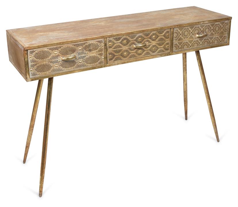 Filigree Metal Console Antique Gold