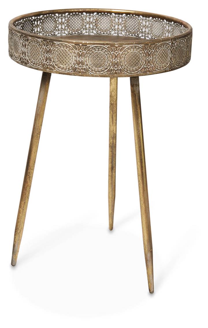 Filigree Metal Tray Table Knock Down Small - Gold
