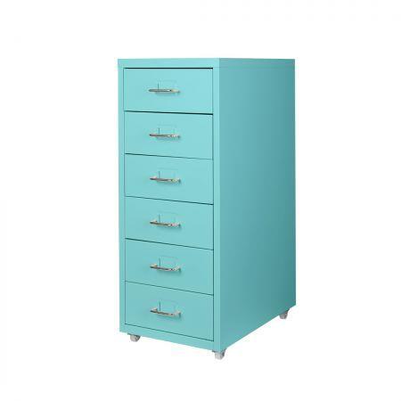 Filing Cabinet Storage Cabinets Steel Metal Home Office Organise 6 Drawer Blue