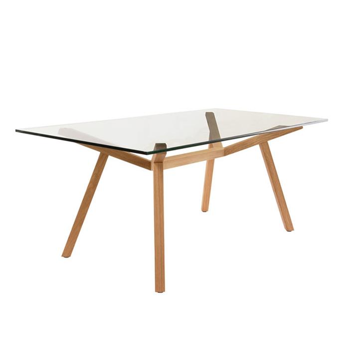 Finland 1.8 Dining Table in Glass and Solid Timber Legs