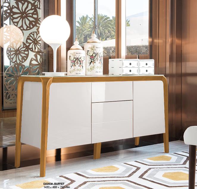 Finland White MDF & Glass Sideboard