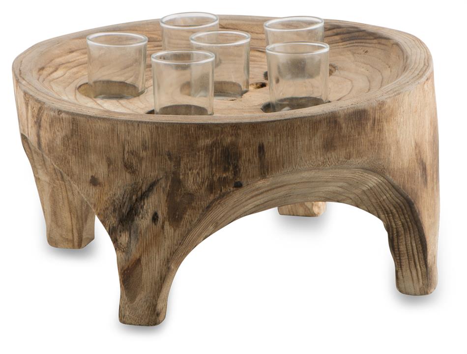 Five Paulownia Round Wood Tealight Holder