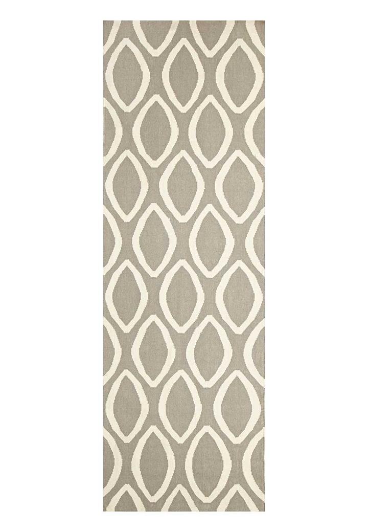 Flat Weave Oval Print Rug Grey 400x80cm