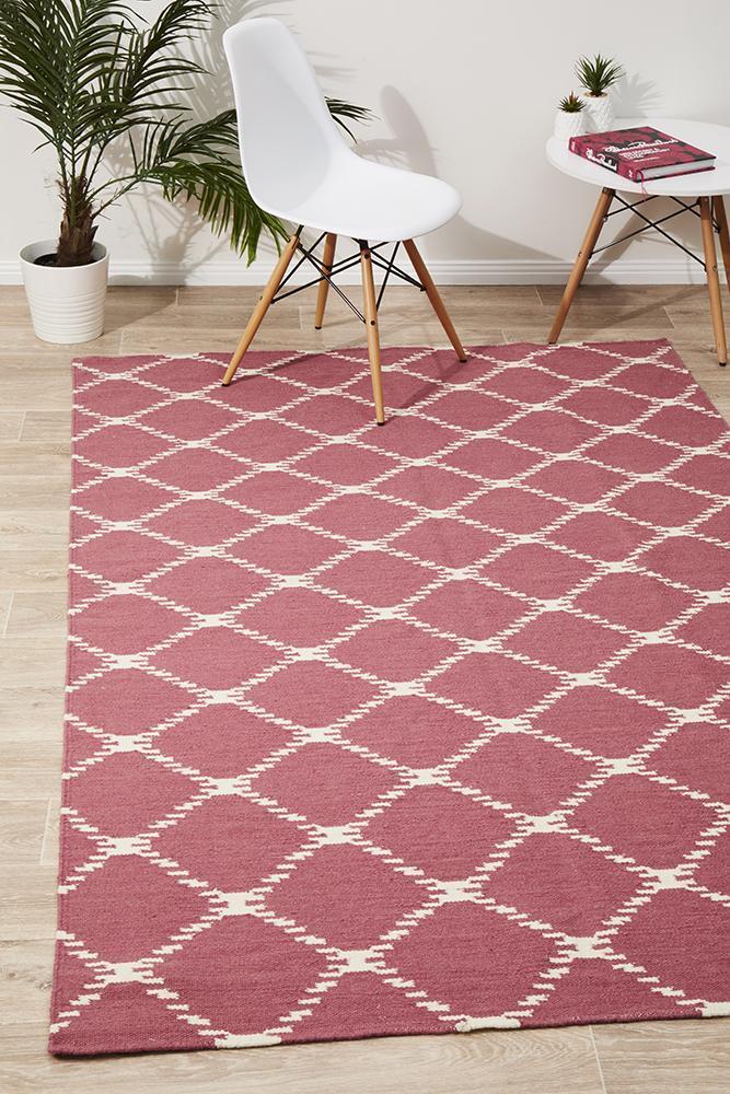Flat Weave Stitch Design Rug Pink 225x155cm
