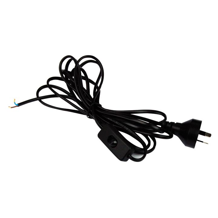 Flex Moulded Plug & Switch Black Dbins