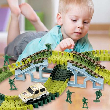 Flexible Track bend set military car toy 96pcs for 4 years+
