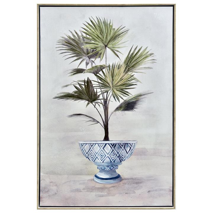 Framed Potted Fan Palm 63x93cm