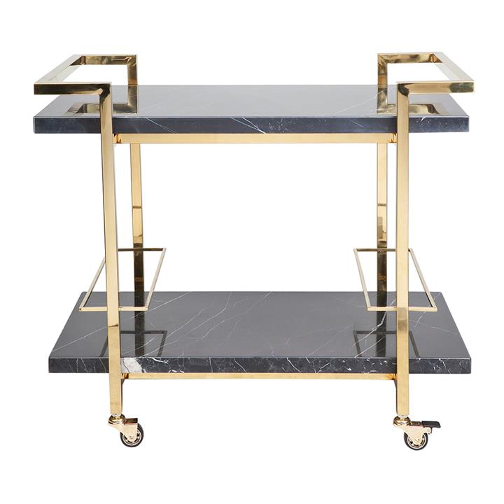 Franklin Black Marble Drinks Trolley - Gold