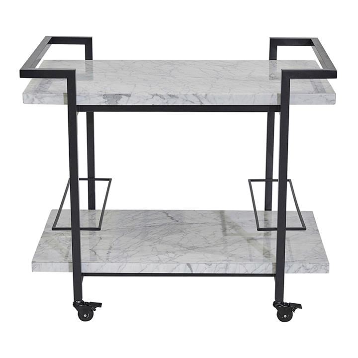 Franklin White Marble Drinks Trolley - Black