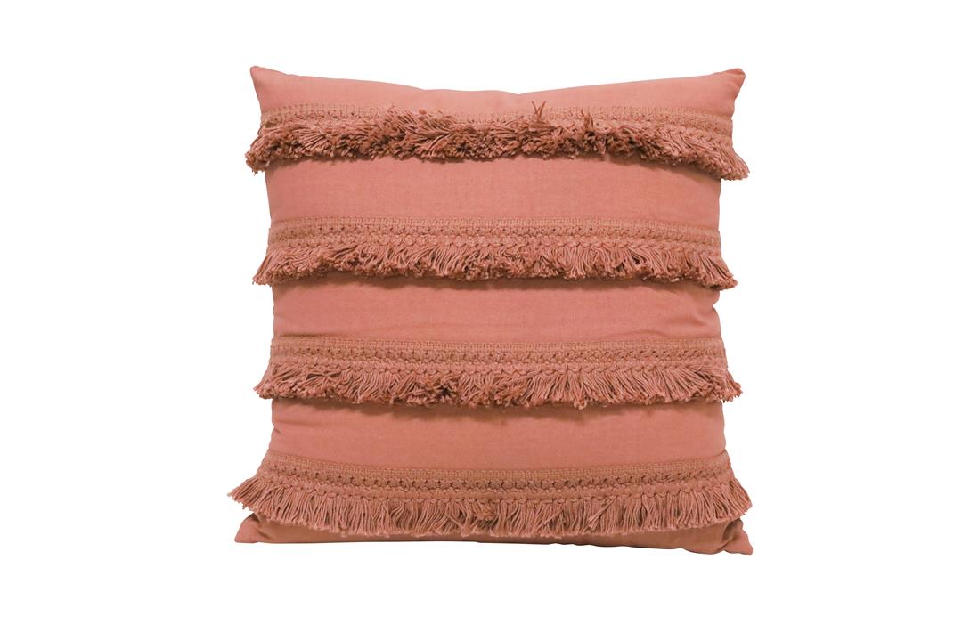 Fringed Cushion - Dusty Rose
