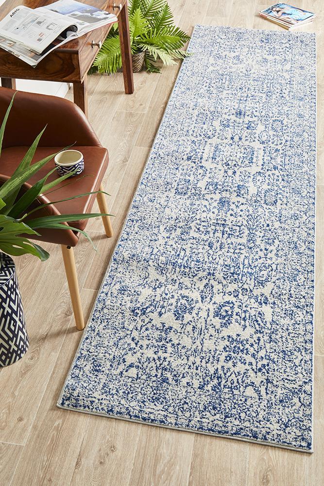 Frost Blue Transitional Rug 300x80cm