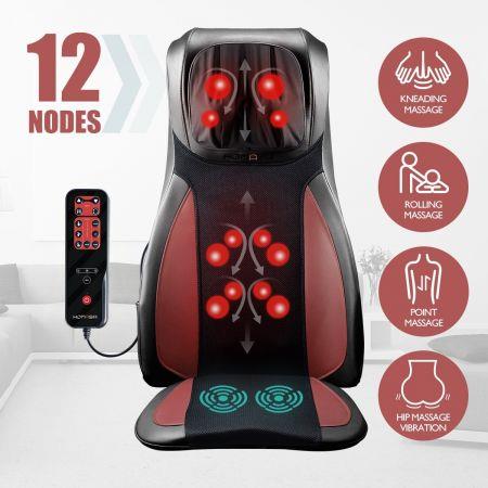 Full Body Neck Back Massager Shiatsu Massage Chair Car Seat Cushion-Red